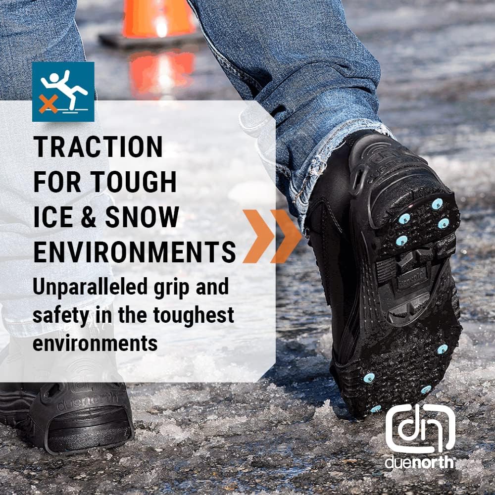 Due North Industrial Ice Cleats for Men & Women - 16-Spike Traction Aids for Snow & Ice