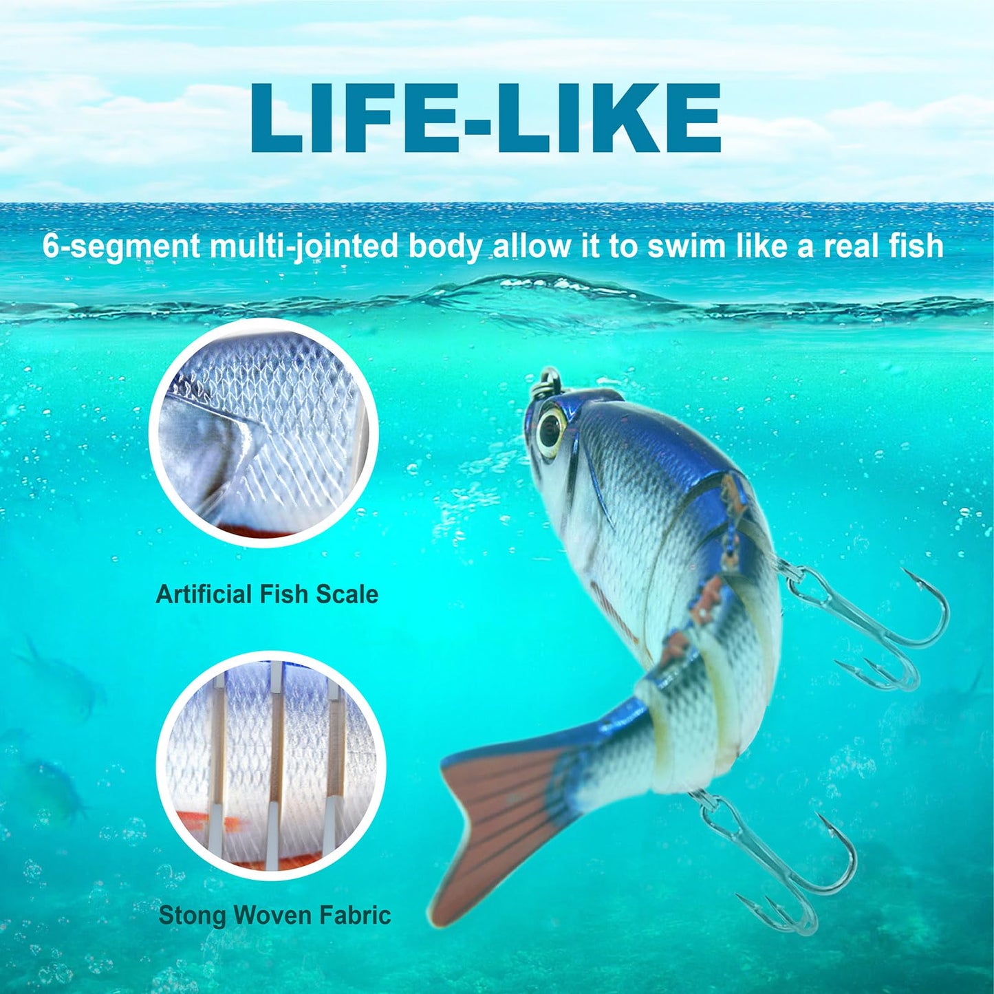 SHINETAO 3 Pcs Multi Jointed Swimbait for Bass & Other Freshwater & Saltwater Species - Slow Sinking Lure with Tackle Box - Must-Have Gear for Fishing Enthusiasts