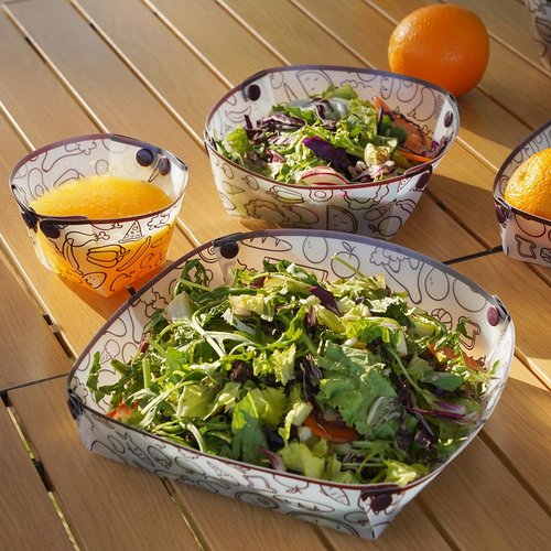 GTYOPR Collapsible Bowl Set of 12 Pieces, Portable Food Grade Camping Plates Tableware, Plastic Folding Bowls For Outdoor Family Travel Picnic(6.8 * 6.8 * 1.5in)