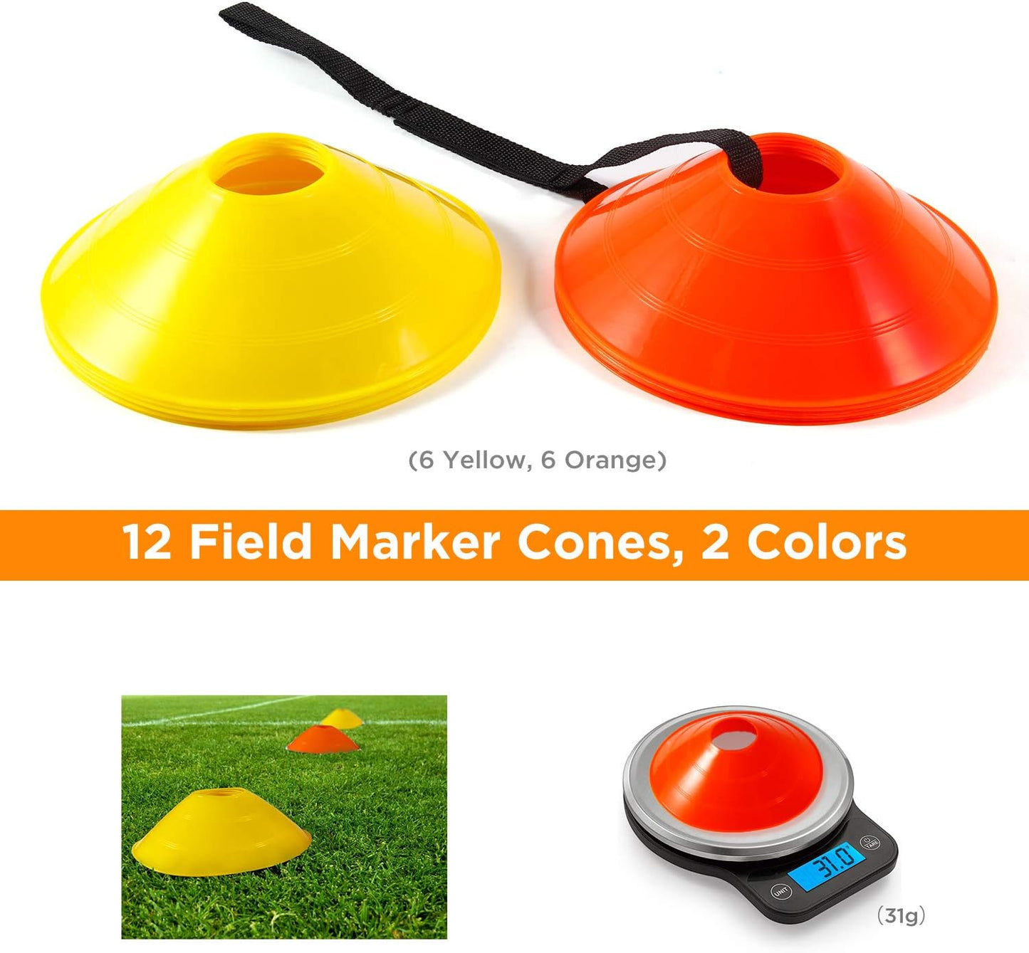 Agility Ladder Speed Training Set: Ohuhu 12 Rung 20ft Soccer Training Equipment for Kids with 12 Cones, 4 Steel Stakes, Instruction Manual & Carrying Bag for Football Exercise Sports Footwork Training