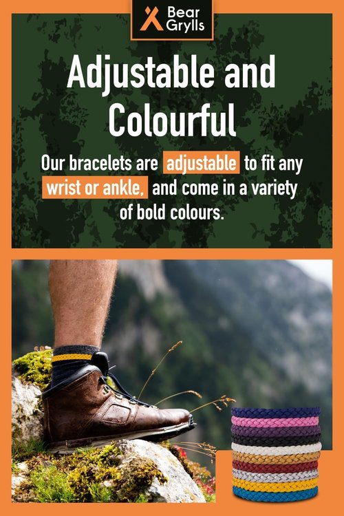 Bear Grylls Mosquito Repellent Bracelets | Crafted for Adventure | Adjustable Leather | DEET-Free | Long-Lasting Protection | Pack of 10