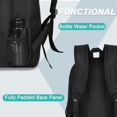 DAFISKY Youth Soccer Backpack - Soccer Bag with Shoes and Ball Compartment Sports Bag for Basketball Volleyball Football, Black