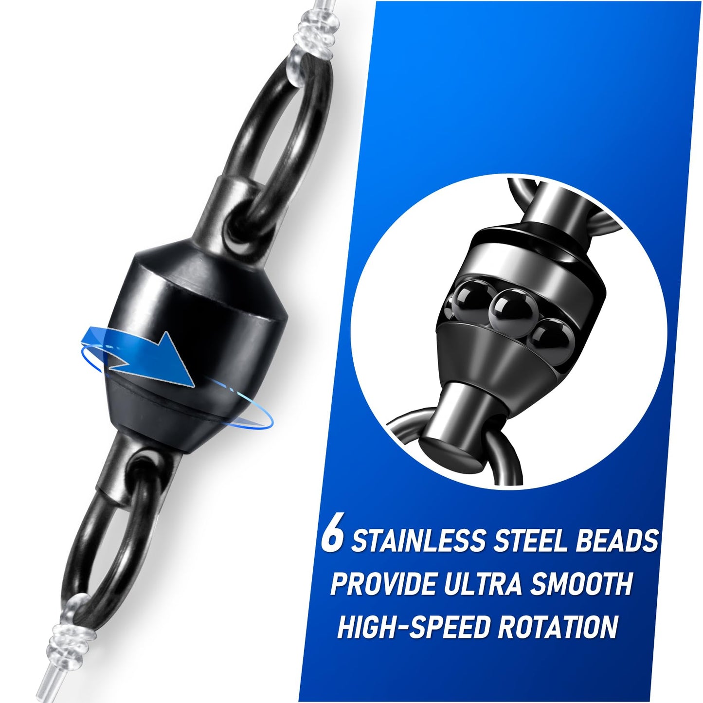 Alwonder 30-Pack Ball Bearing Swivels Fishing Tackle, High Strength Stainless Steel Solid Welded Rings Barrel Swivel Hook Line Connector with Black Nickel Coating Saltwater Freshwater #0