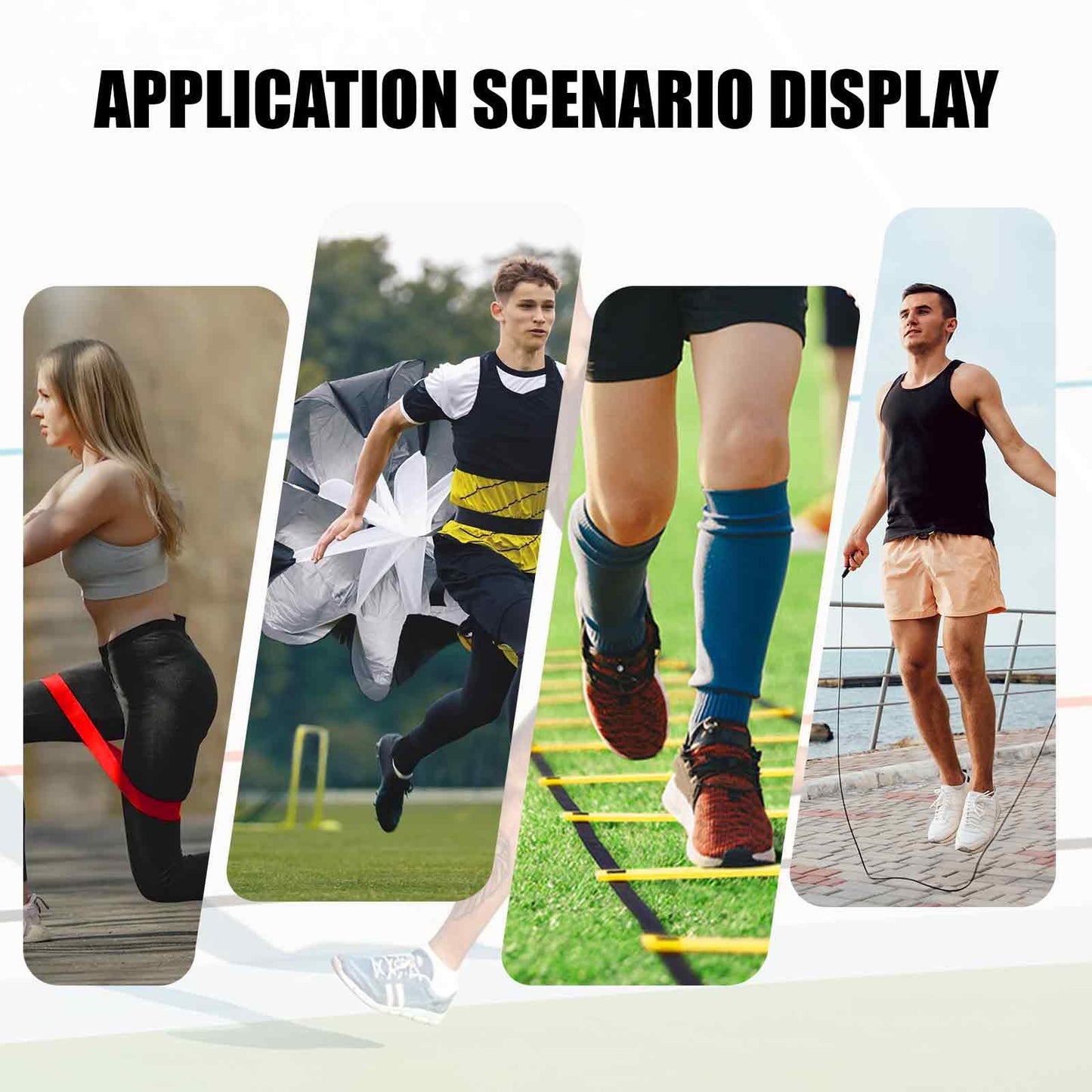 Agility Ladder, Speed Training Equipment Set, 20ft 12-Step Agility Ladder with 4 Fixed Steel Spikes, 5 Resistance Bands, 12 Football Cones, Jump Rope, Running Resistance Umbrella for Kids Teens Adults