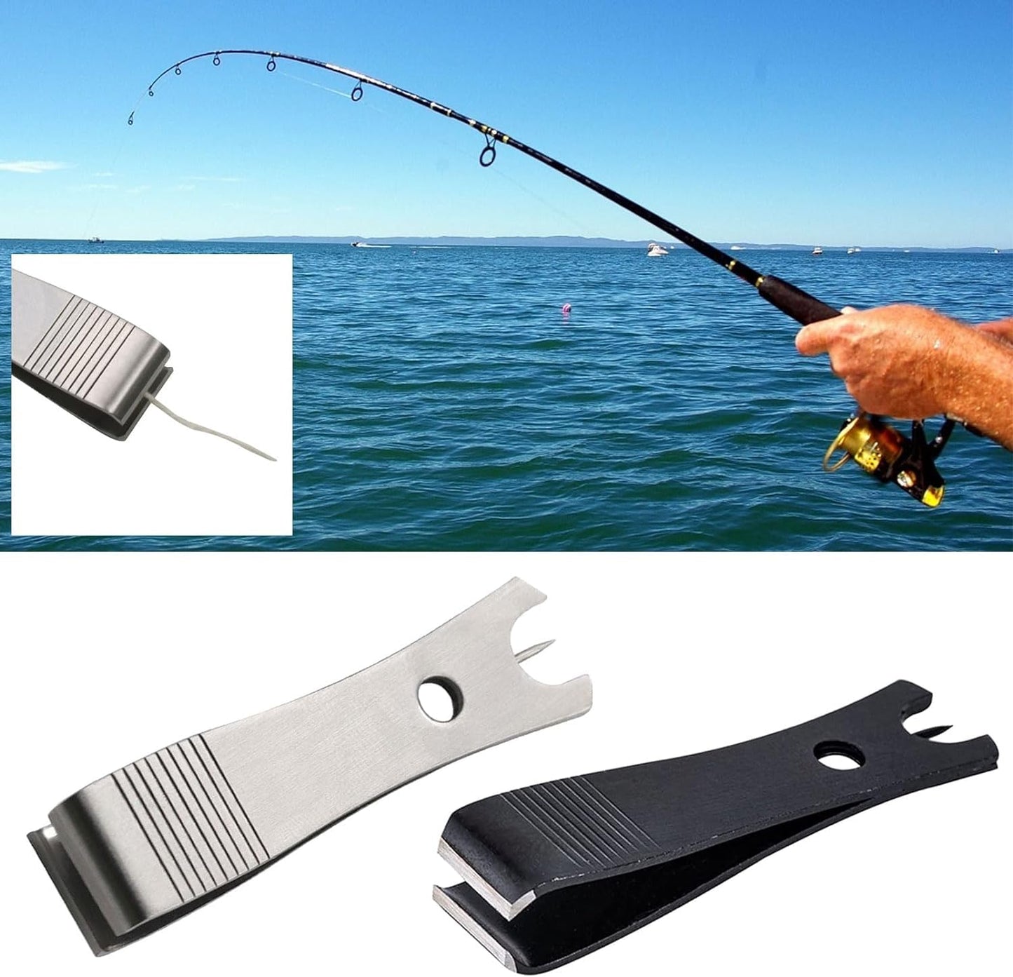2 Pcs Fishing Line Cutter Nipper with Hook Eye Cleaner Pin Stainless Steel Scissors Cutting Tool Fishing Tool Fishing Line Cutter Nipper with Hook Eye Cleaner Pin Multi Functional Accessories