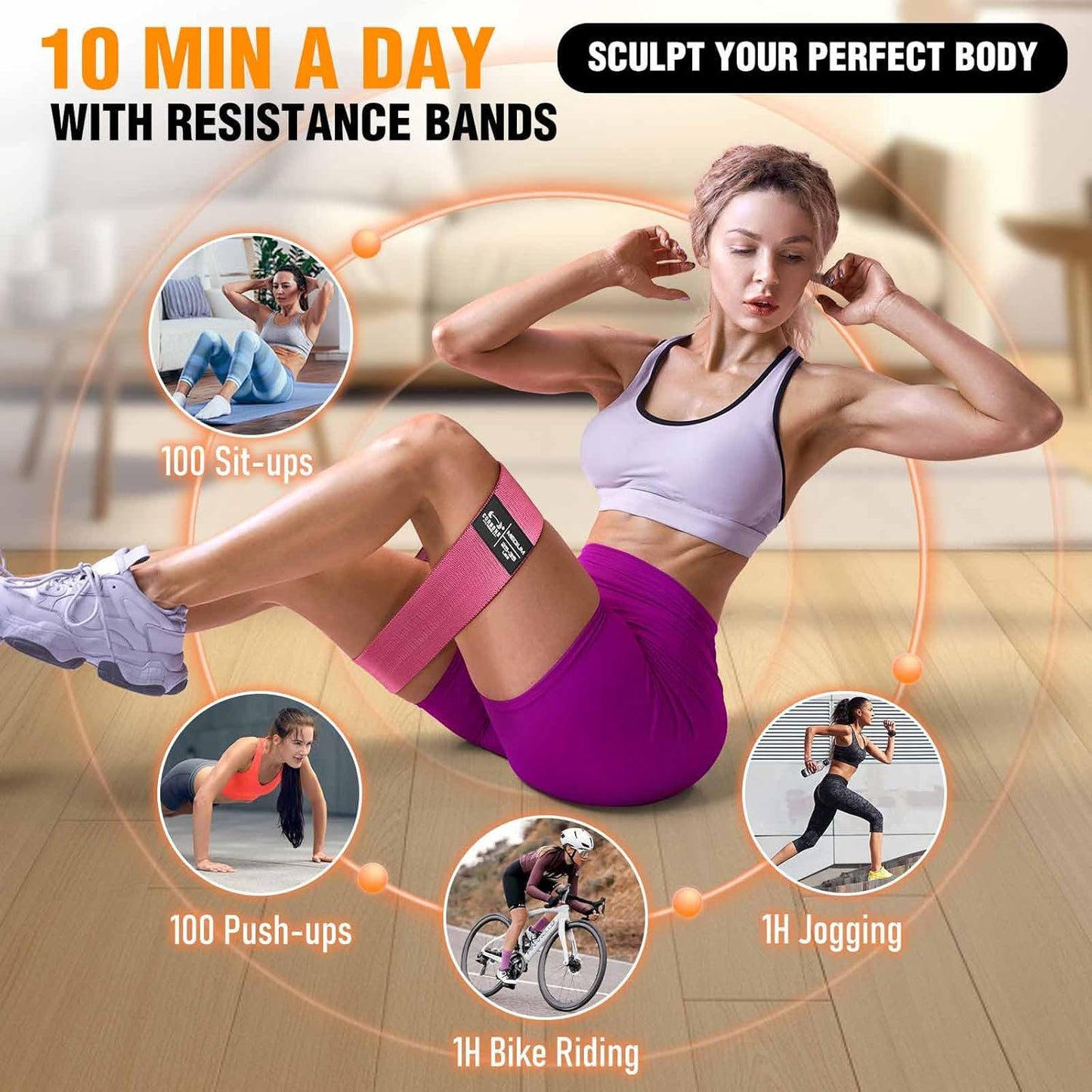 Fabric Resistance Bands for Working Out - Exercise Bands for Women and Men, Booty Bands for Legs and Glute, Yoga, Pilates, Rehab, Fitness and Home Workout