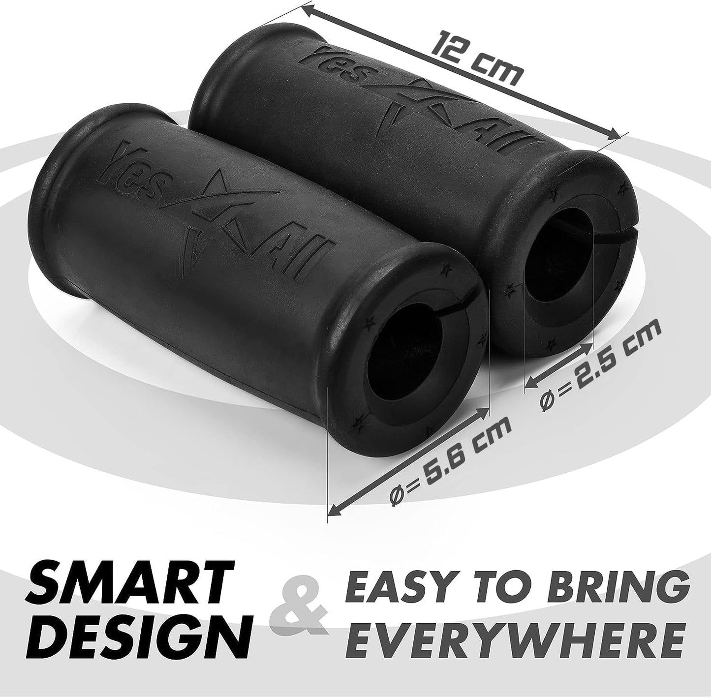 Yes4All Thick Dumbbell Handles Grips, Firm Rubber Barbell Grips, Great for Increasing Forearm Strength, Weightlifting, Muscle Building, Cable Attachments