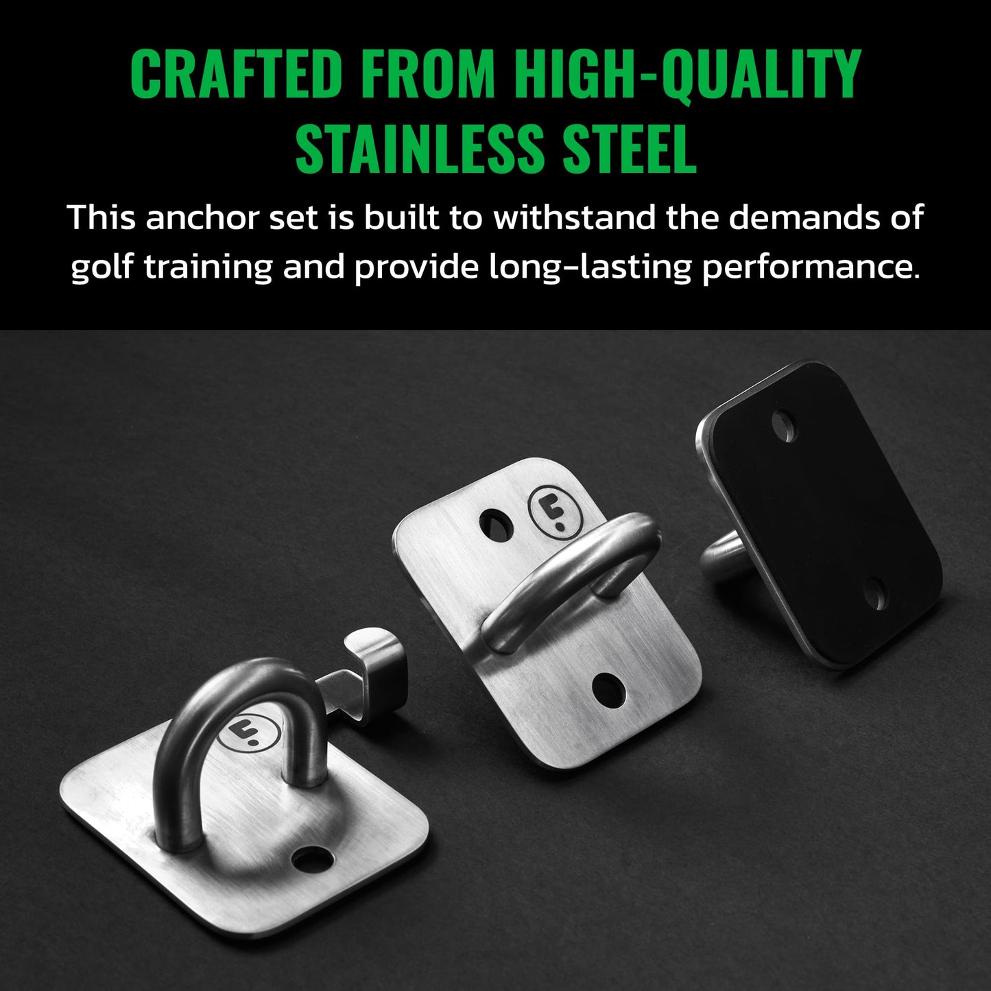 GolfForever Wall Anchor Set Proven by Golfer Scottie Scheffler | Golf Swing Training Wall Anchor Point | Premium Golf Training Workout Exercise Equipment to Expand Movements | 3-Pack | 6 Lag Screws