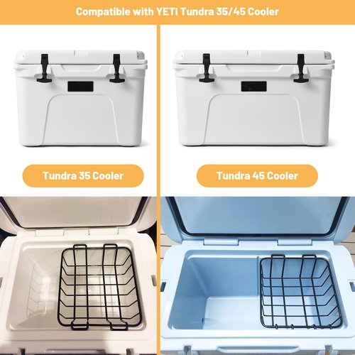 Omoojee 35/45 QT Cooler Basket, Compatible with YETI Tundra 35/45, Stainless Steel Storage Wire Cooler Rack, Black, 1 Pack
