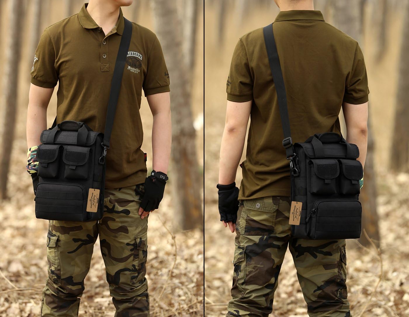 ArcEnCiel 12.9-14 Inch Laptop Tactical Messenger Bag Men MOLLE Sling Pack Briefcase Gear Handbags Utility Carry Satchel