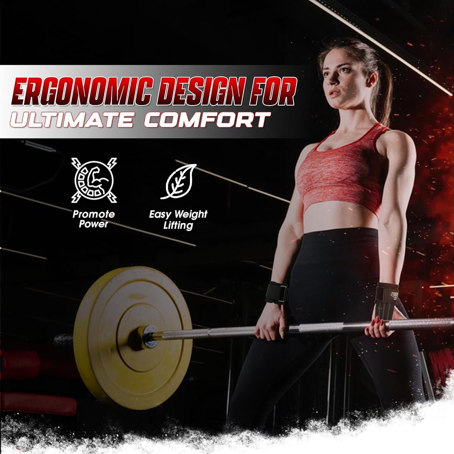 Bear Grips Lifting Straps - Gym & Weightlifting Straps for Men & Women, Deadlift Support, 2 Pairs