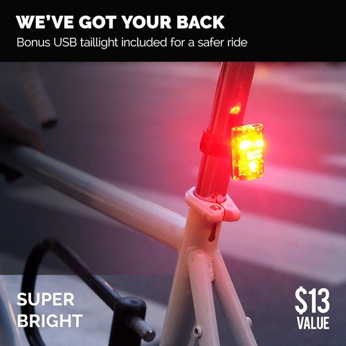 Bike Lights for Night Riding, USB Rechargeable Shark 300 Ultra Bright LED Bike Lights Front and Back Safety Tail Light Included, Bicycle Light Compatible with Mountain, Road, Kids & City Bicycles