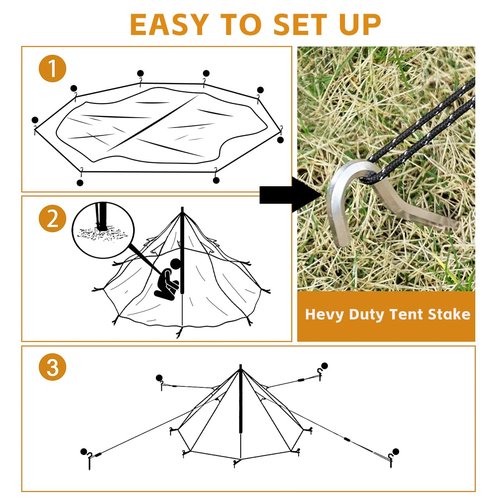 Top Lander 4 Season Compact Teepee Tent, 2-4 Person, Olive Green, Waterproof, Winter Camping, Hunting, Fishing