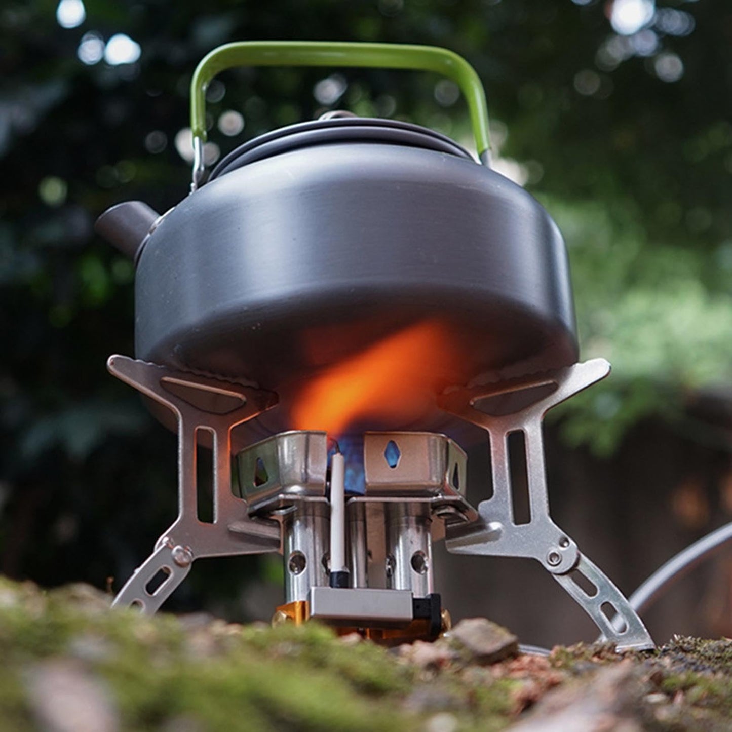 Luqeeg Windproof Camp Stove, 3 Core Lightweight Strong Firepower Camping Gas Stove, Portable Stove for Outdoor Backpacking Hiking and Picnic
