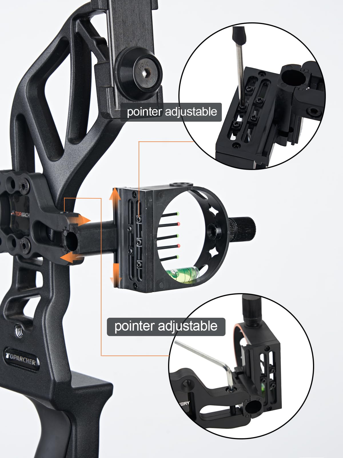 5-Pin Bow Sight with LED Sight Light Reversible Mount Design Archery Sight