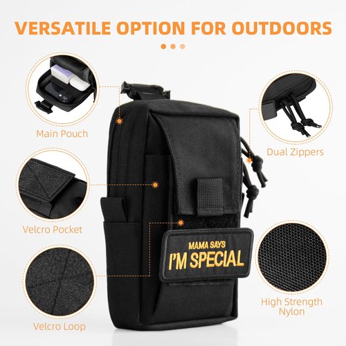 MCCC Cell Phone Pouch for Backpack Shoulder Strap, Belt & Vest fits Molle System, Small EDC Tactical Pouch with Zipper