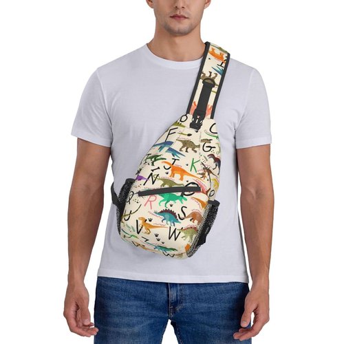 Luirioe Dinosaur Sling Bag Crossbody Backpack Hiking Travel Daypack Chest Bag Lightweight Shoulder Bag For Women Men