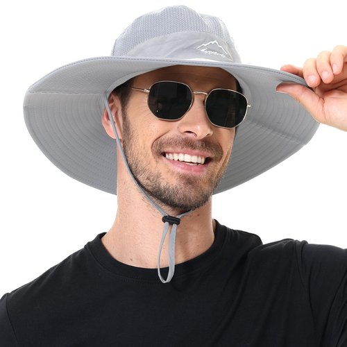 ZOORON Sun Hats for Men Women UPF 50+ Bucket Hat UV Protection Boonie Hat for Fishing Hiking Garden Safari Beach Light Grey