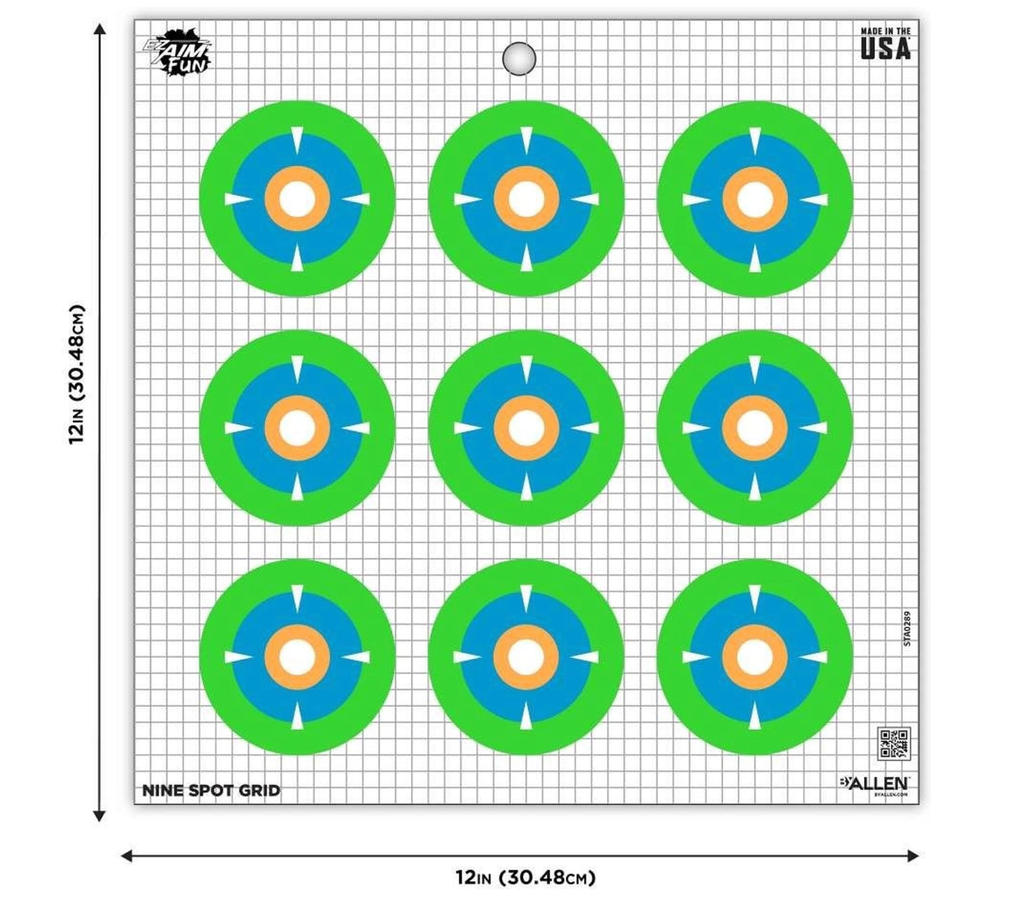 Allen Company EZ Aim Fun Dialing in More Fun Paper Shooting Targets, 12”W x 12”H, 9-Targets
