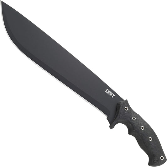 CRKT Halfachance Fixed Blade Parang Machete: 18 Inch Black Powder Coated Carbon Steel Parang Style Blade with Nylon Sheath for Survival, Hunting & Camping K920KKP