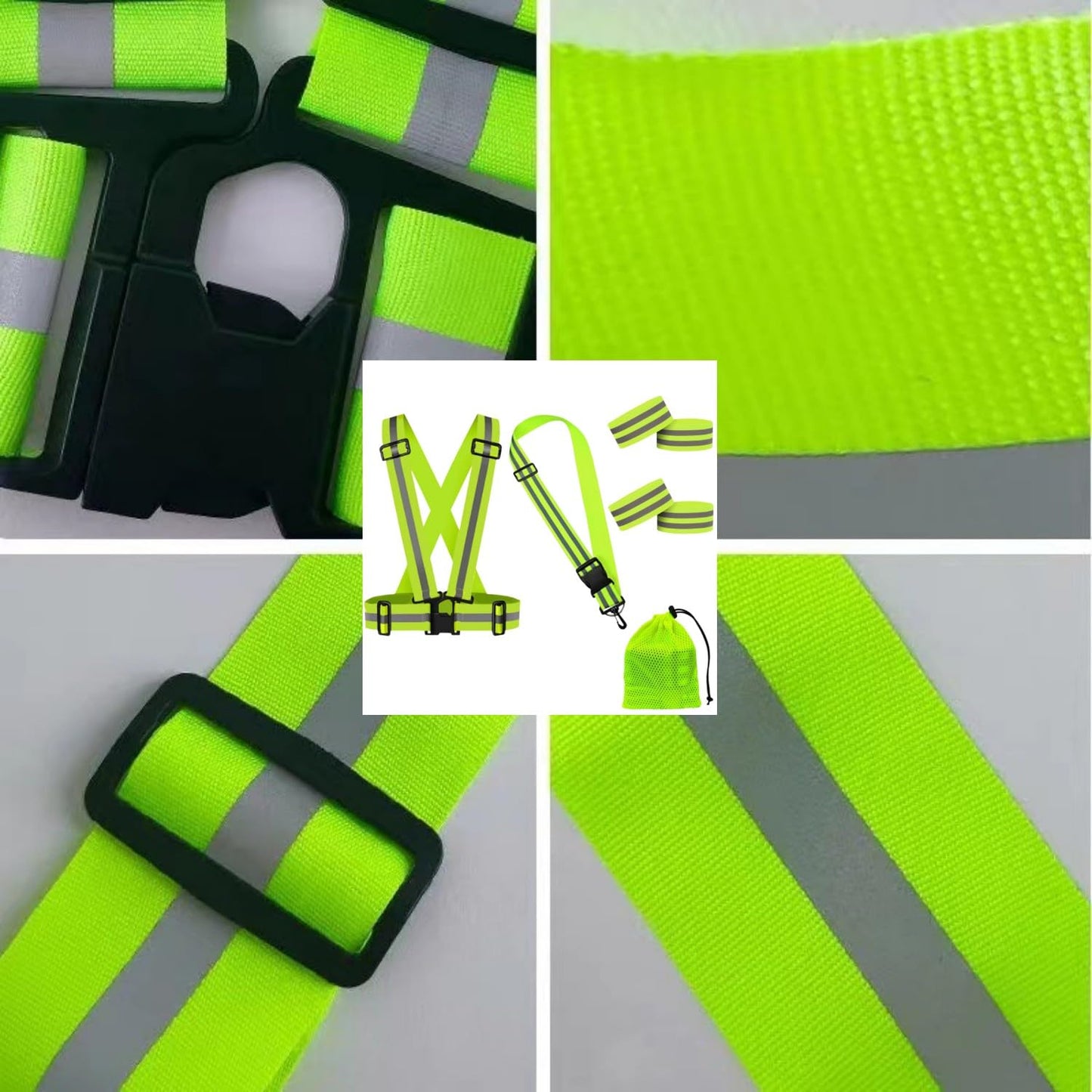 Accfore Reflective Safety Vest Set of 6,High Visibility Vest Adjustable Straps,Safety Reflective Gears for Walking,Running,Outdoor Jogging,Cycling,Workers(Blue)