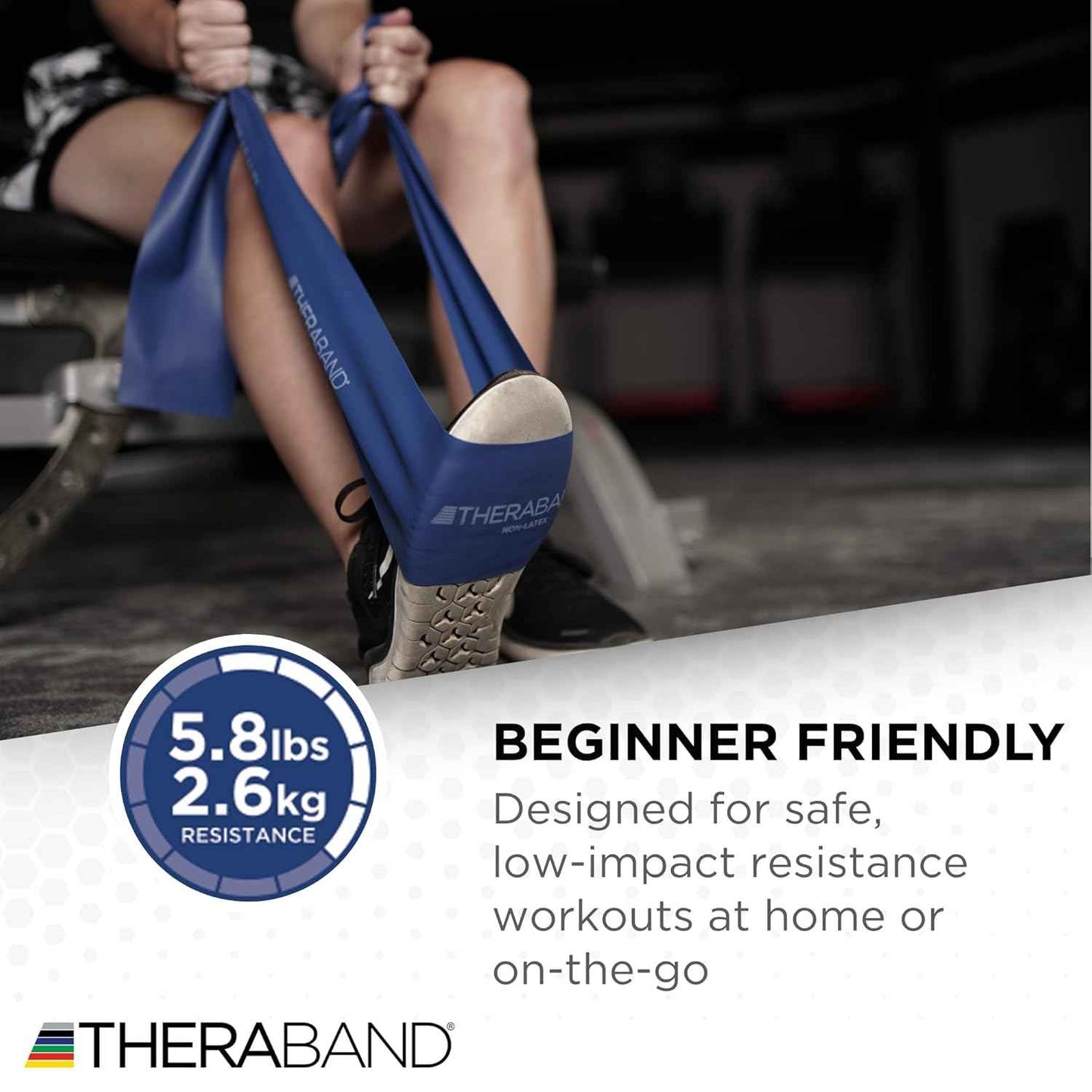 THERABAND Resistance Bands Set - Non-Latex Elastic Exercise Bands for Strength Training & Physical Therapy - Beginner Kit with Yellow, Red, Green