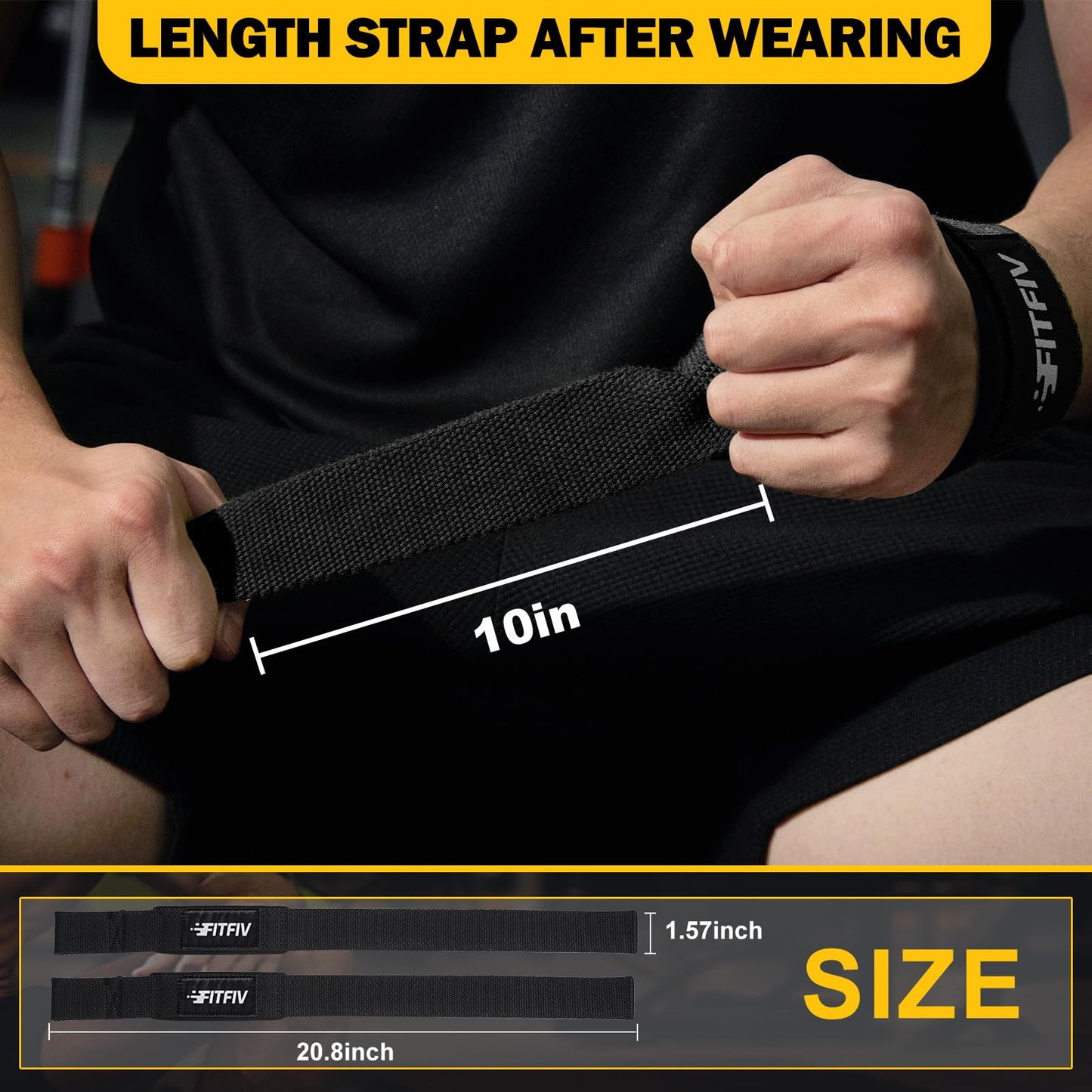 FITFIV Lifting Straps for Weightlifting, Lifting Wrist Straps for Gym Strength Training, Neoprene-padded Wrist Cushion - Men & Women