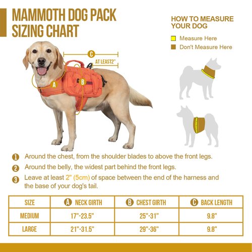 OneTigris Dog Backpack for Medium & Large Dogs, Mammoth Nylon Dog Pack Tactical Backpack Harness with Side Pockets for Hiking Walking Training Running