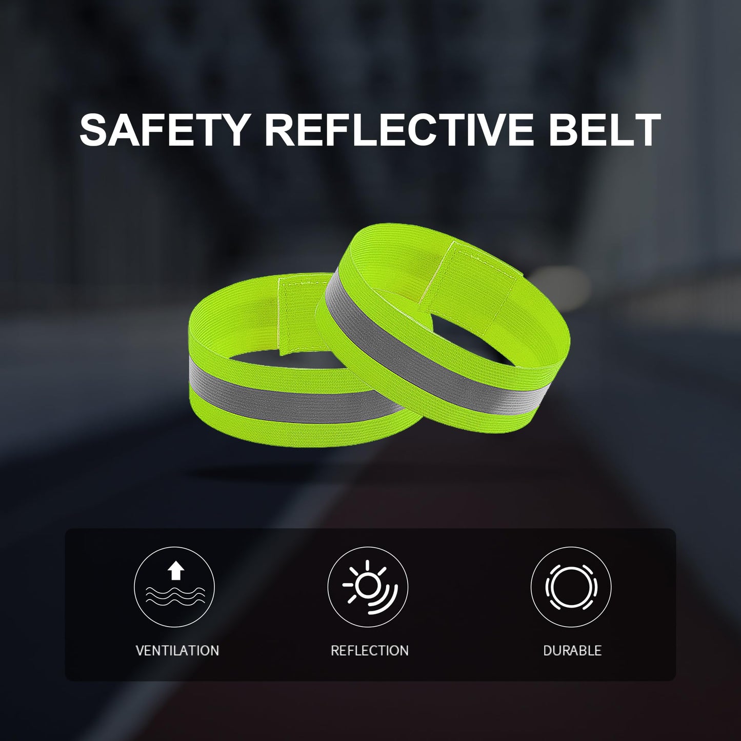 GOOFIT Reflective Safety Belt, High Visibility, 2 Reflective Safety Belt Adjustable & 8 Elastic Reflective Wristbands,Reflective Belt for Jogging, Cycling, Running, Hiking