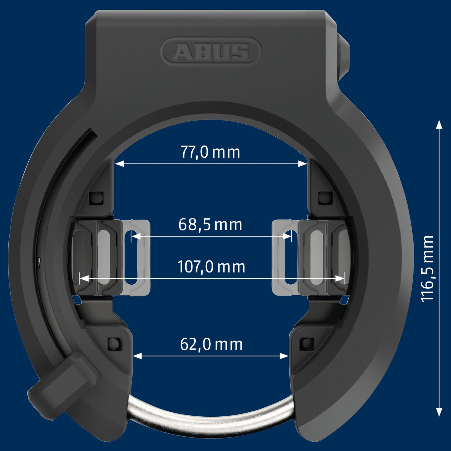 ABUS 2023 Framelock Granit Xplus 6950M AM R BK, Key Not Rremovable When Unlocked, Fits Most Bikes, (1-Pack)