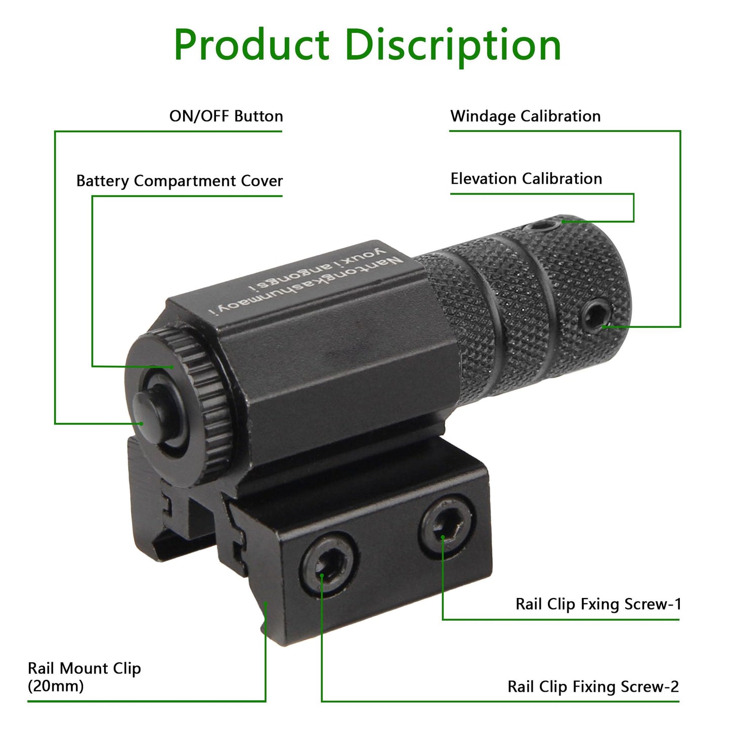 KASENTE Red Laser Beam Sight with 21mm Picatinny Weaver Rail Mount for Airsoft Gun Pistol Rifle, Black
