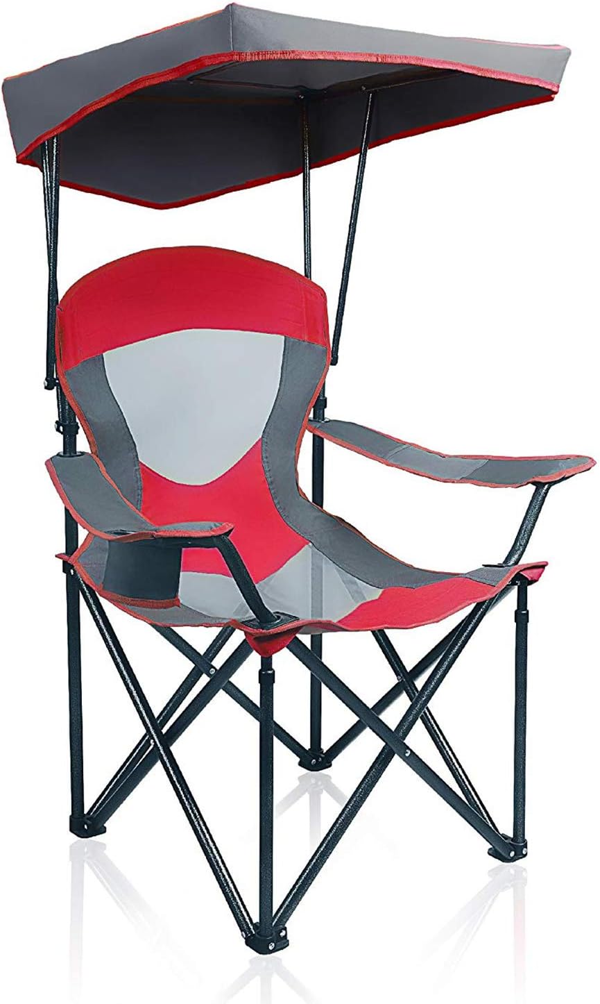 ALPHA CAMP Heavy Duty Canopy Lounge Chair Sunshade Hiking Travel Chair with Cup Holder