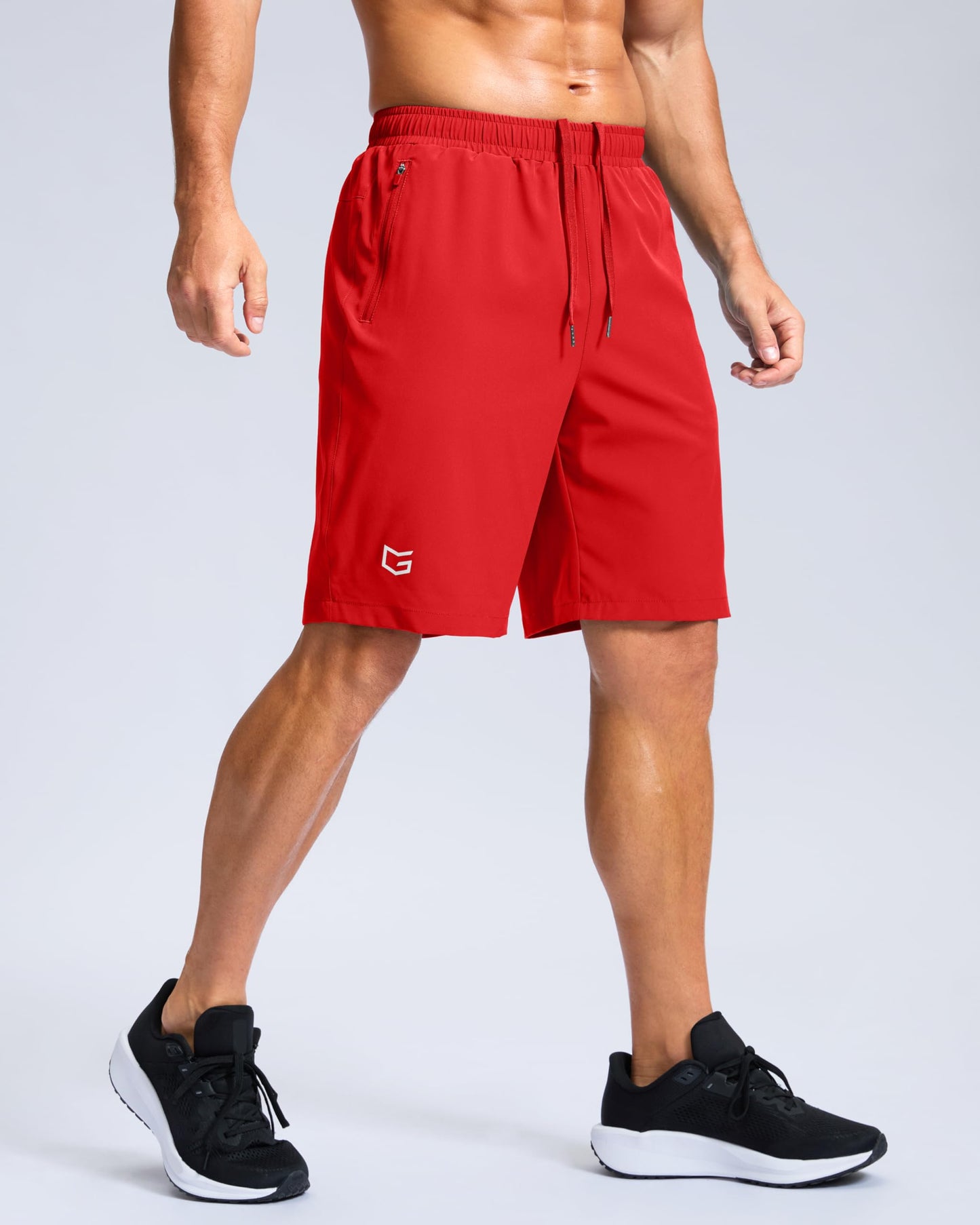 G Gradual Men's Athletic Running Shorts with Zipper Pockets Quick Dry 7"/ 5"/ 9" Workout Gym Shorts for Basketball Hiking(Deep Red,9L)