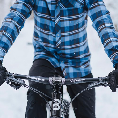 Club Ride Apparel Daniel Flannel Long Sleeve Shirt - Men's Snap Down Cycling Top - Black Bumble - Medium