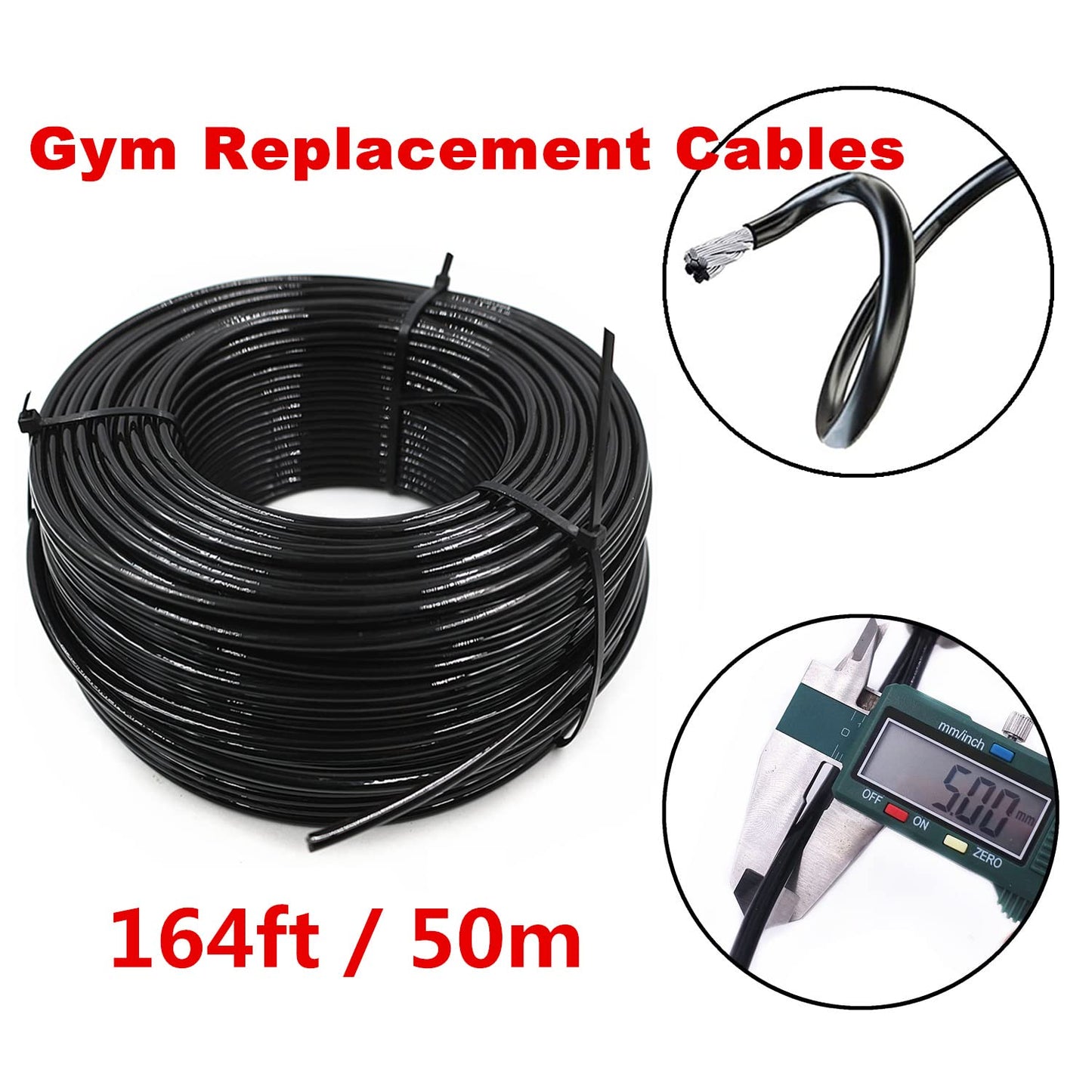 J Bryant Gym Cable Replacement 164Ft Heavy Duty 5mm Steel Wire Rope for Home Gym DIY Cable Pulley Machine System Workout Exercise Equipment