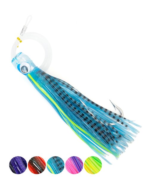 BLUEWING 6in Big Game Trolling Lure 1pc Deep Sea Fishing Tackle with Stainless Steel Hook and 395lbs Mono Line for Wahoo Tuna Marlin Mahi-Mahi, Blue