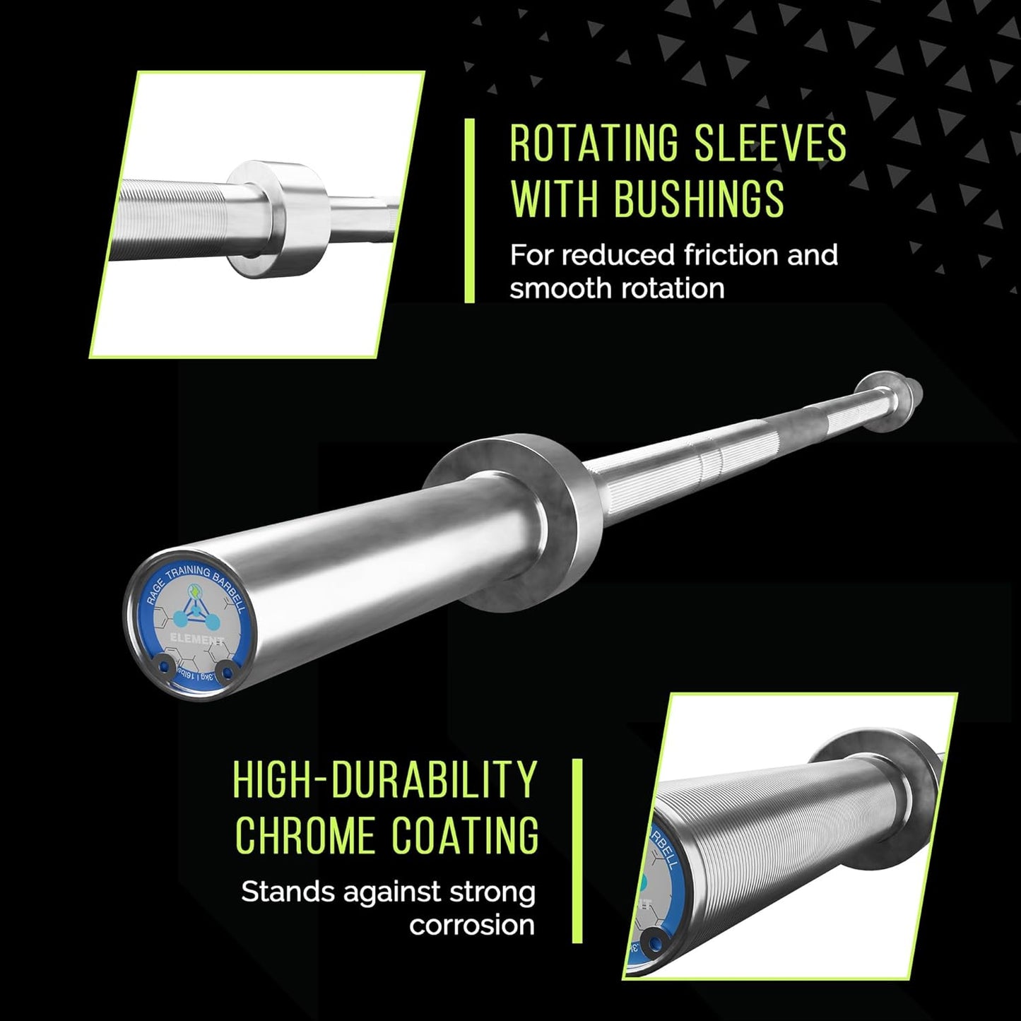 Olympic Training Barbell - 6FT 15LB & 7FT 45LB | 300LB & 1500LB Capacity | Ideal for Home & Commercial Gym Weightlifting