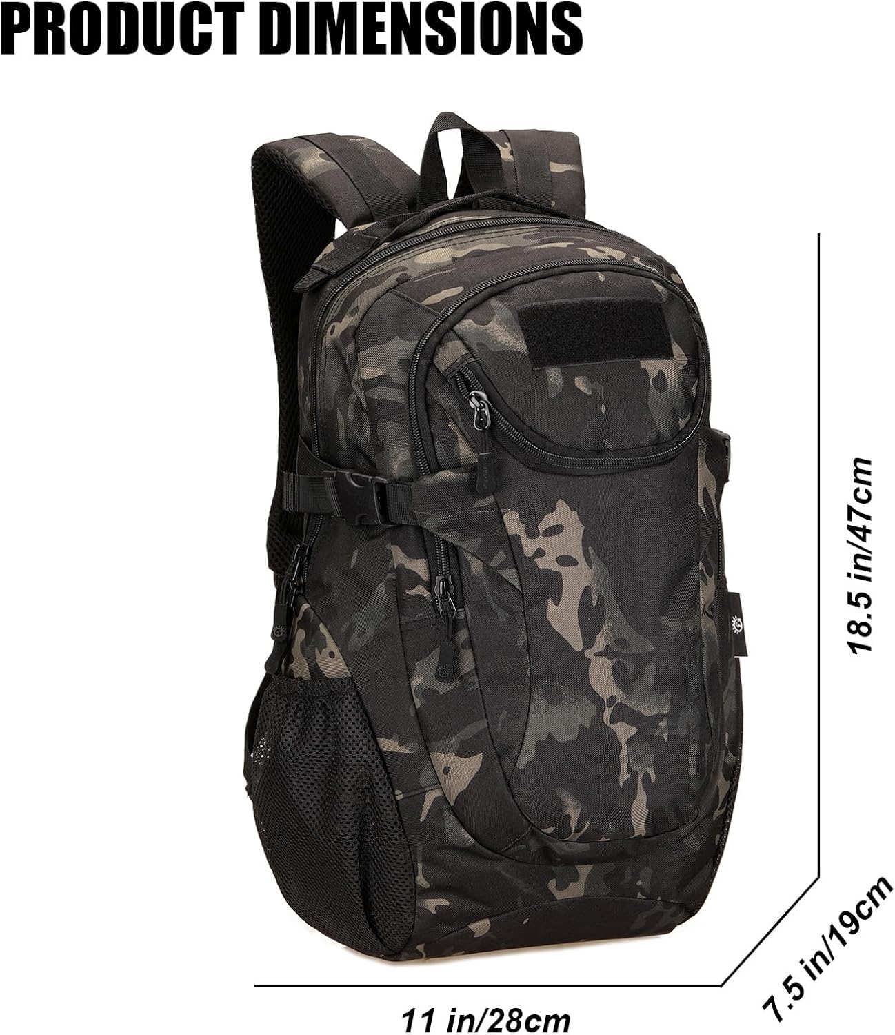 Tactical Military Motorcycle Backpack with Rain Cover & Patch - Outdoor Hiking & Camping