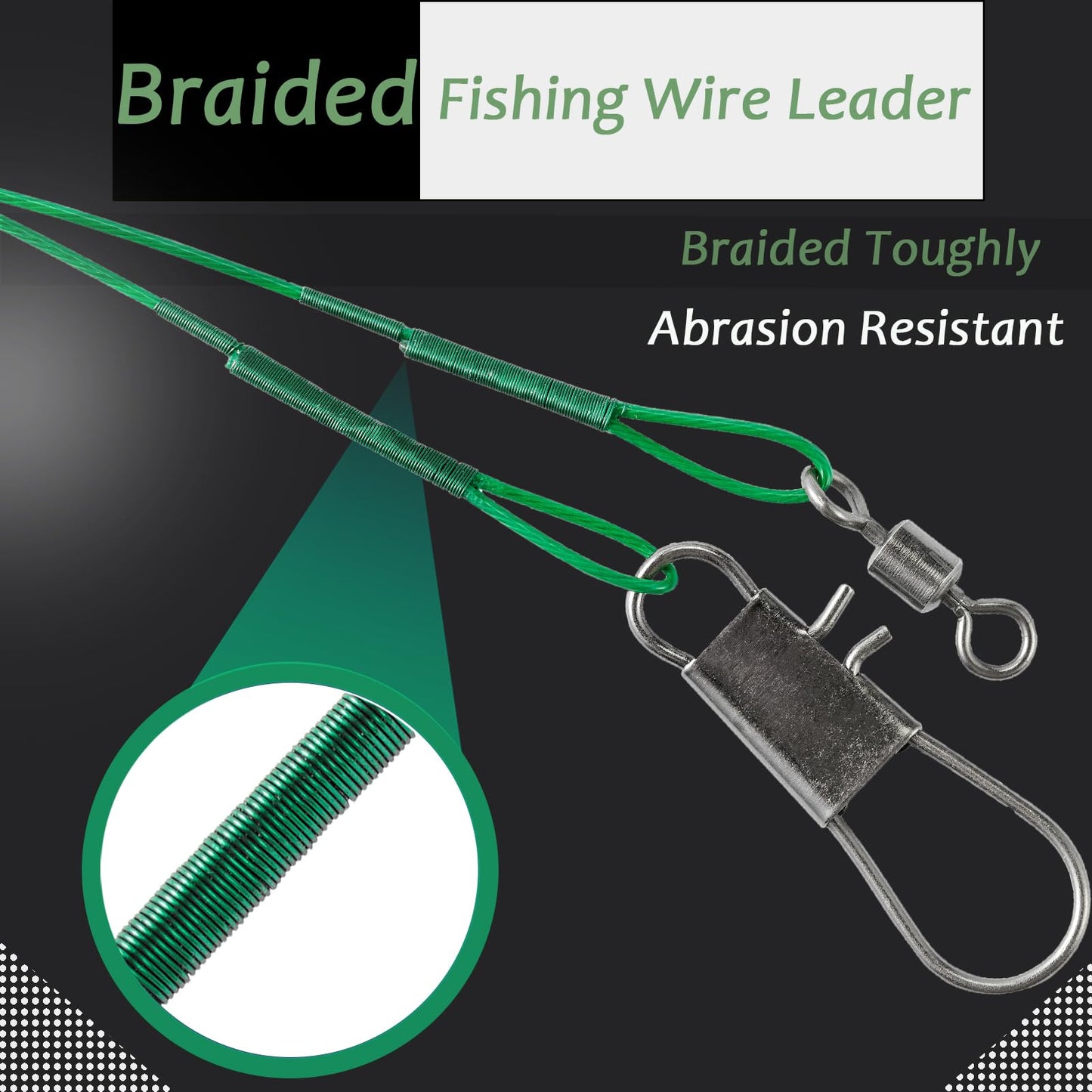 AMYSPORTS Saltwater Steel Leaders Fishing Rigs Heavy Duty Wire Leader Lures High Strength Fishing Leader Freshwater Black Nickel #4 50lb 11.8in 30pcs