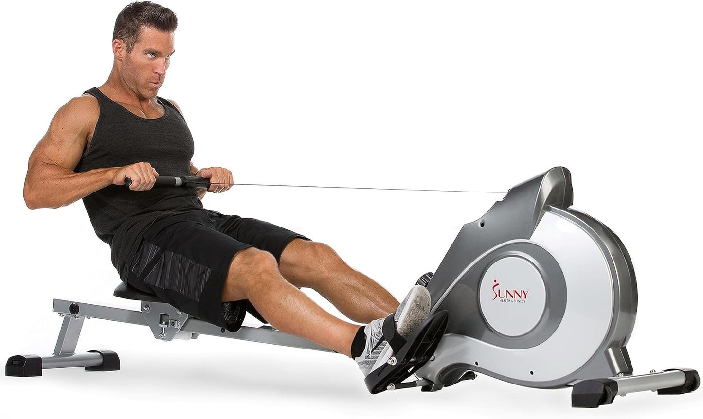 Sunny Health & Fitness Foldable Rowing Machine for Home - Full-Body Low-Impact Workout, Quiet Operation & Free SunnyFit App