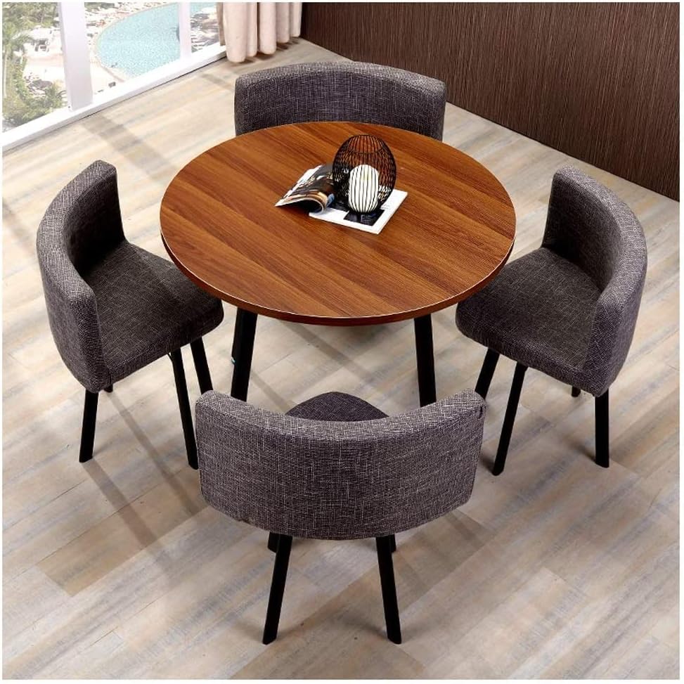 Office Table and Chair Set Conference Coffee Table 90cm Leisure Table and Chair Set Modern Home Living Room Balcony Wood Round Table Creative Lounge Cafe Break Room Office Business (Color : Grey) (