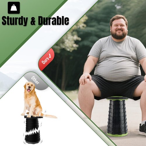 Doseno Upgraded Foldable Stool Thickened, Portable Collapsible Stool Retractable Stool for Fishing, Hiking Tours, BBQ, Parties, Outdoor Activities (Olive Green)