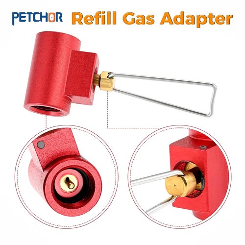 PETCHOR 3 PCS Camping Stove Gas Tank Adapter EN417 Set, Burners Gas Refill Adapters, Valve Fuel Canister Shifter