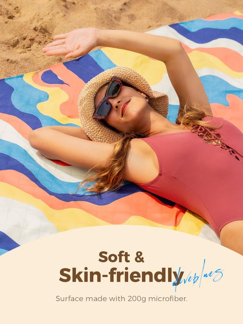 Diveblues Beach Picnic Blanket, Dual Layer, Sandproof Water Resistant Beach Blanket, Packable, Washable, Great for Camping, Outdoors, Festivals, 71"x95" Large Size for Family Trip, Gifts for Dad