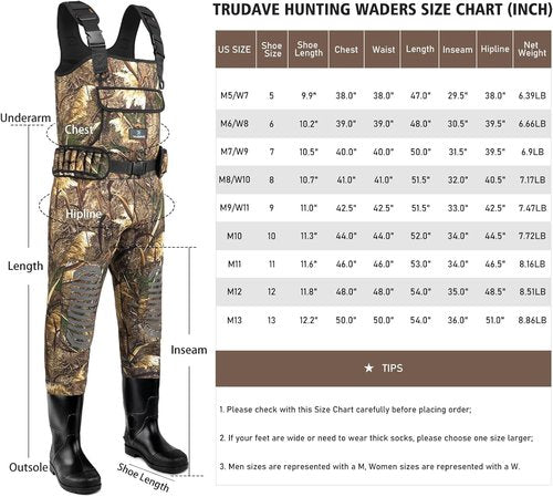 Trudave Fishing Waders for Men, Chest Waders with Boots Waterproof for Men & Women, Neoprene Waders for Hunting & Fishing
