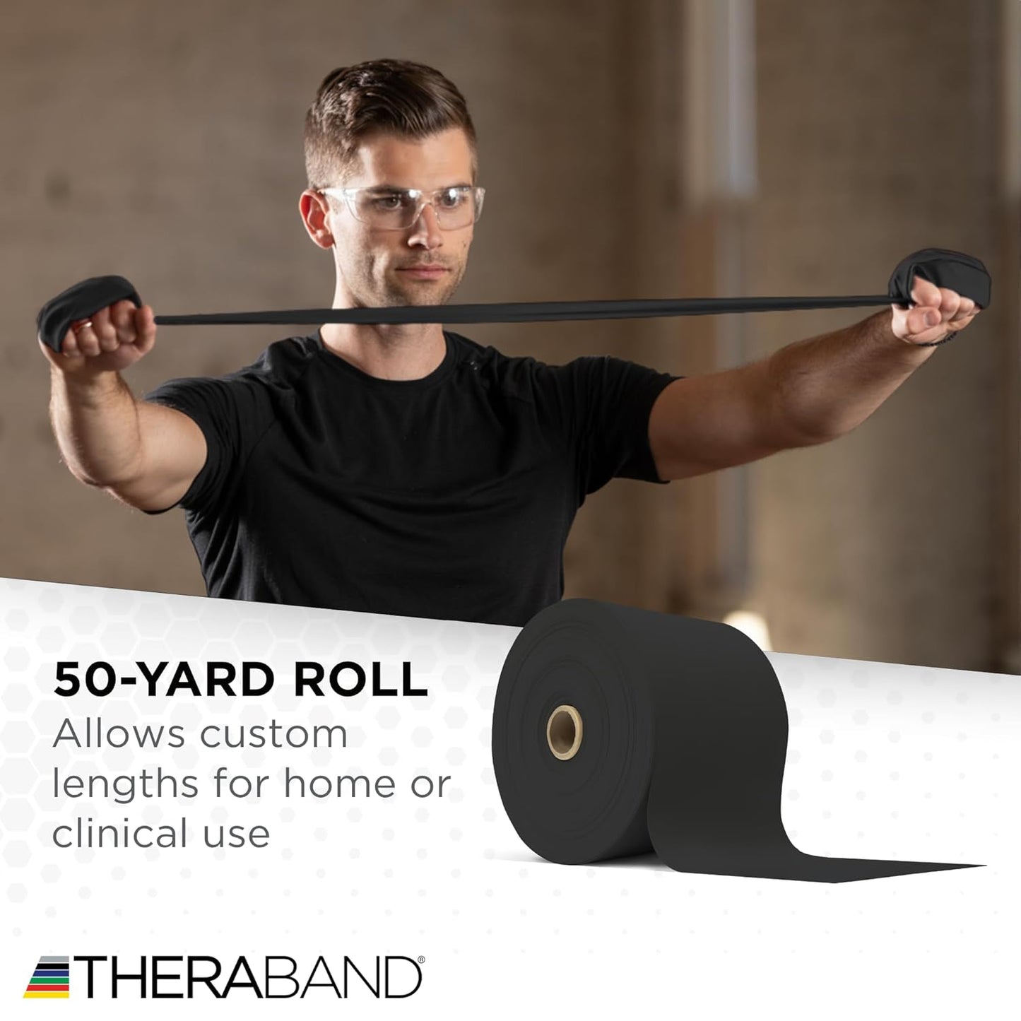 THERABAND Resistance Band, Red, Medium, 50-Yard Roll, Latex-Free, Elastic Band for Exercise, Physical Therapy, Yoga, Pilates, Stretching, Home Workouts, Cut-to-Length, Color-Coded Levels
