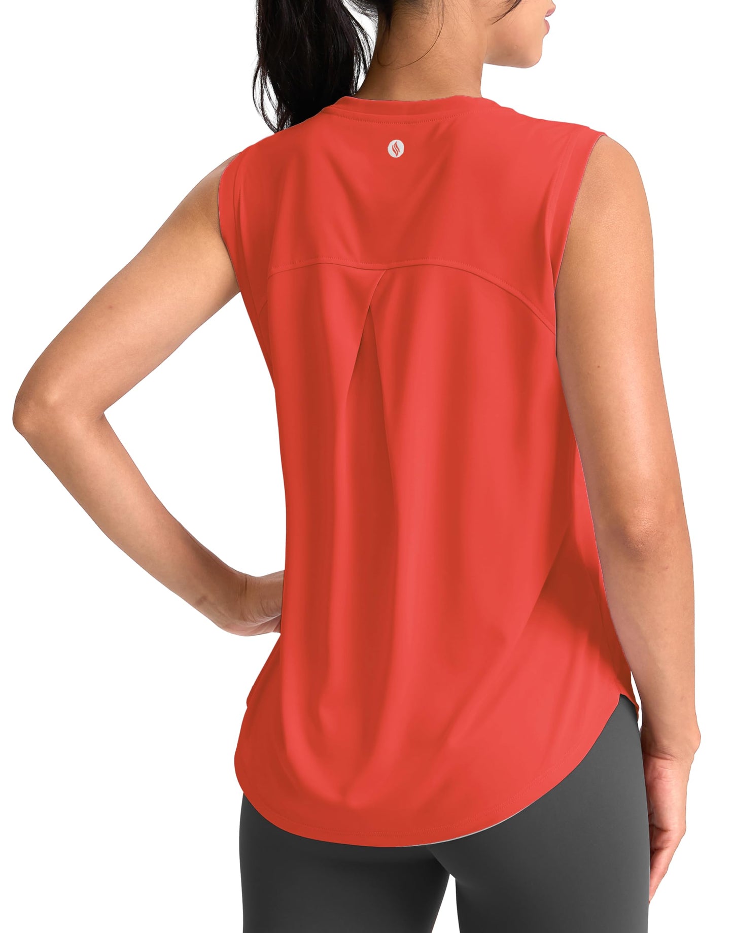 SANTINY Women's Sleeveless Workout Tops Breathable Lightweight Active Tennis Yoga Shirts Athletic Running Tank Tops for Women (Red_L)
