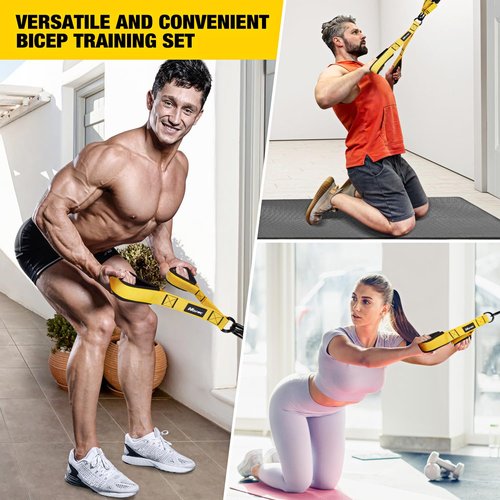 HOXWC Home Gym Equipment Resistance Bands, Workout Bands with Handles, Door Anchor, Tricep Rope Cable Attachment for Push Downs, Biceps Curl, Sculpt Your Triceps, LAT, Arms, Back, Abs, Shoulder