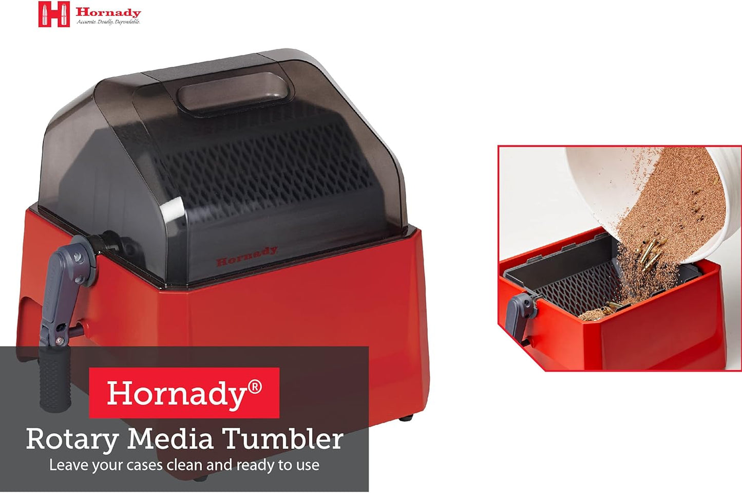 Hornady Rotary Media Sifter 050207 - Easily Separate Corn Corb or Steel Pin Tumbling Media from Cartridge Cases - Media Separator with Rotating Handle, Clear Lid, Sifter Drum Halves, & Locking Pin