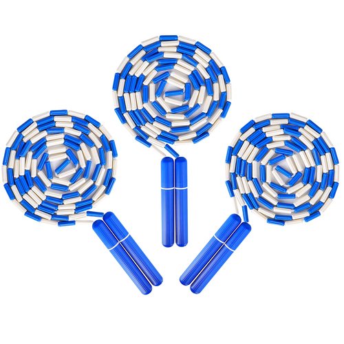 CAPARK Jump Rope Segmented Soft Beaded Skipping Rope Adjustable Tangle Free Jumping Rope for Kids Men Women Exercise, Weight Loss, Keeping Fit and Training 9.2 Feet (3PCS-Blue)